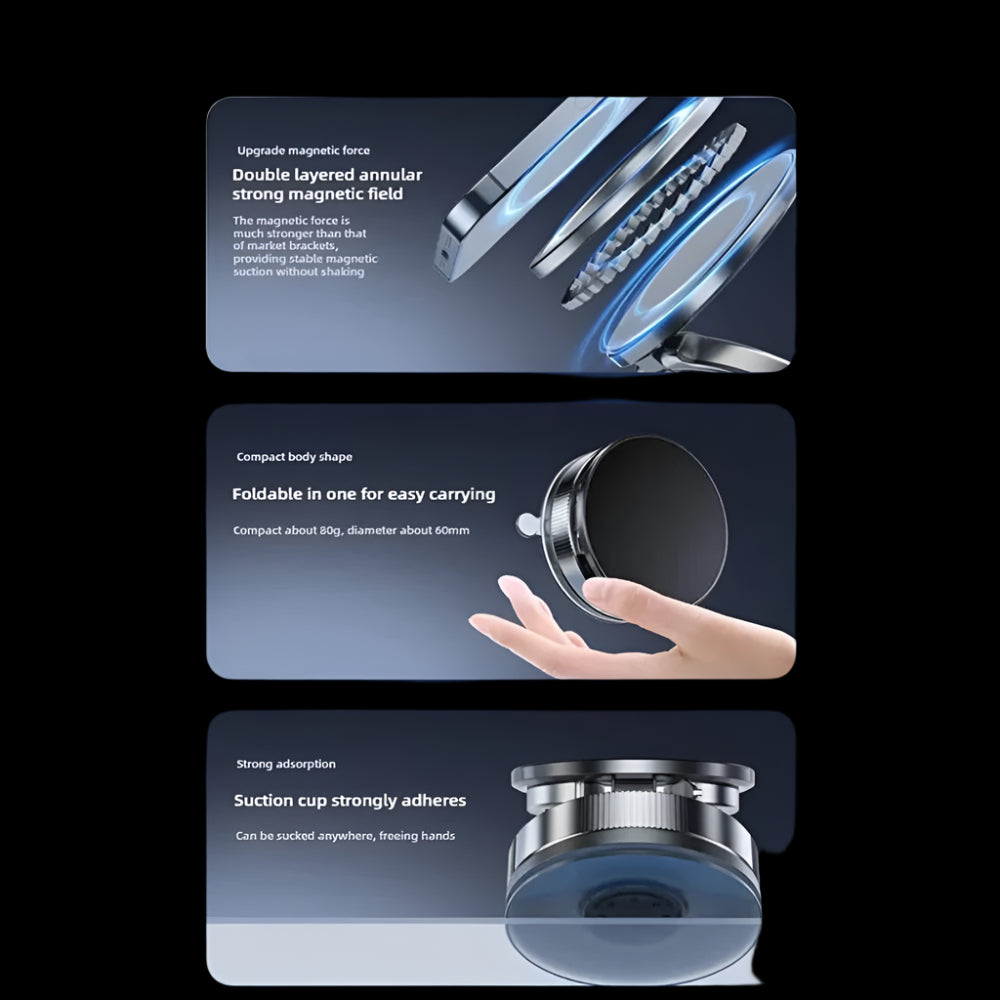 Car Magnetic Vacuum Bracket 360 Rotating Double Side Suction Cup Mobile Phone Holder